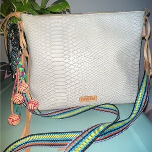 Consuela Cream Crossbody Bag with Colorful Strap